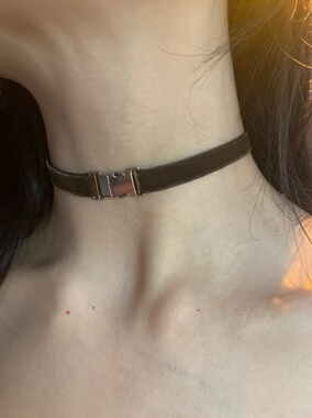 棠洛 咖色废土系choker颈链女小众个性项圈波西米亚风锁骨链颈带