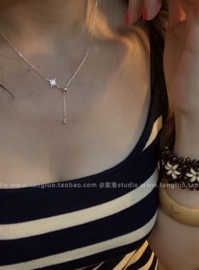 抽拉式 烧白星芒choker颈链女高级感巨好看锁骨链精致项链2026潮