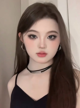 黑色choker双层叠戴项链小众独特设计感项圈百搭甜酷短款锁骨颈链