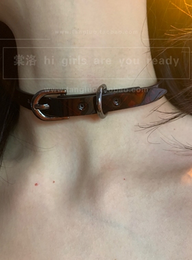 钓系小烟熏 高级感漆皮亮面choker颈链女辣妹y2k千禧项圈锁骨链潮