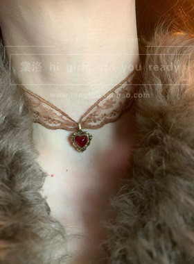 棠洛 布艺废土风咖色系choker颈链女小众个性波西米亚风锁骨链潮