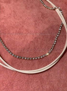 棠洛 多层细款奶白色choker颈链女进口软皮革贴肤项圈显脖子细长