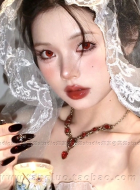 【棠洛】显白！Y字链修饰肩颈锁骨链女古着小众红色爱心锆石项链