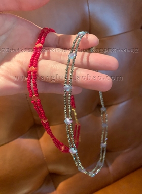 原创手作 小众设计感红色串珠choker颈链女天然石锁骨链日常通勤