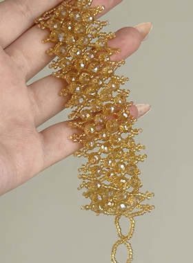 「桃金梦」香槟金手作串珠编织手串女小众波西米亚风个性手环2026