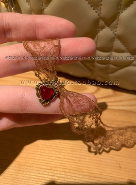 棠洛 手作款红色锆石爱心蕾丝choker颈链女波西米亚风锁骨链2026