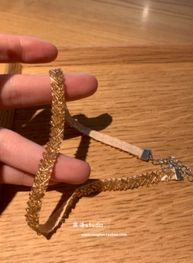 香槟色 钉珠choker颈链女波西米亚风锁骨链废土辣妹项圈细款颈带