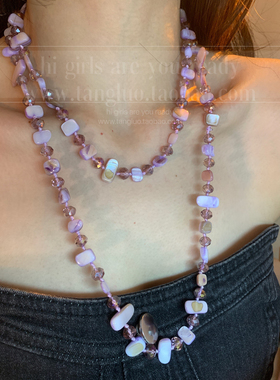 长款vintage 天然石串珠项链手作高级感异域风毛衣链长项链2025潮