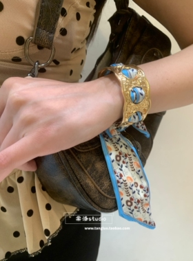 异域风情蓝色飘带手镯女小众vintage度假手环波西米亚手饰品2026