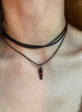 棠洛 自制一条多层十字架吊坠锁骨链短款项链暗黑辣妹风卫衣项链