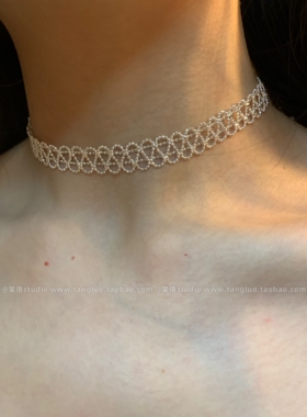 手工珠链款 雾面法式蕾丝choker颈链女小众手作高级感轻奢锁骨链
