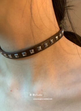 棠洛 小众个性红色软皮革choker颈链女甜酷辣妹项圈显白锁骨链潮