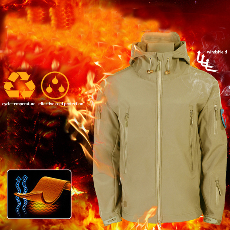 Fleece Softshell Tactical Jacket Men Winter Jacket Waterproo - 图2