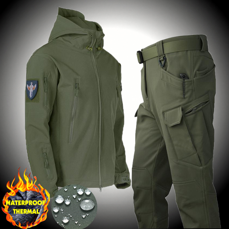 Fleece Softshell Tactical Jacket Men Winter Jacket Waterproo - 图1