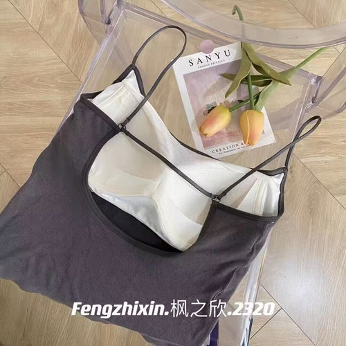 春夏细肩带新款乳胶一体固定杯中长美背吊带背心防走光内衣抹胸夏 - 图2