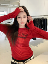 American spicy girl letter printed thin long sleeve T-shirt woman 2023 new sunscreen shirt 100 hitchy blouses