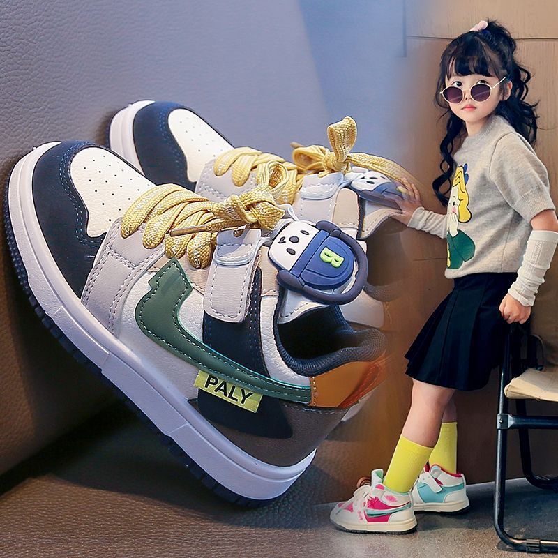 女童软底板鞋2025秋季新款儿童运动鞋时尚防滑高帮校园男童篮球鞋 - 图0