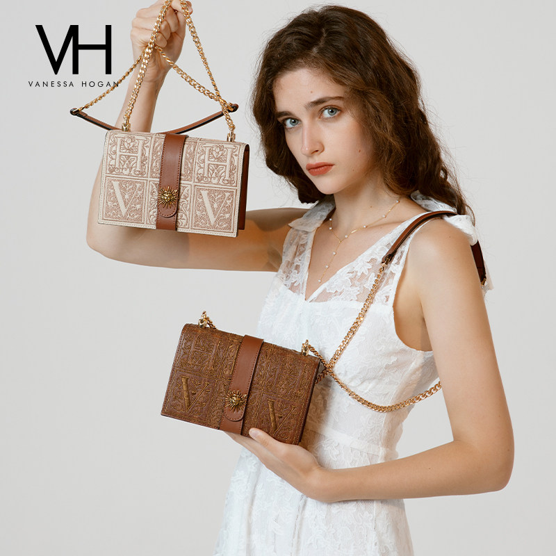 vh 2022新款牛皮刺绣高级感单肩包 vanessahogan女士包袋