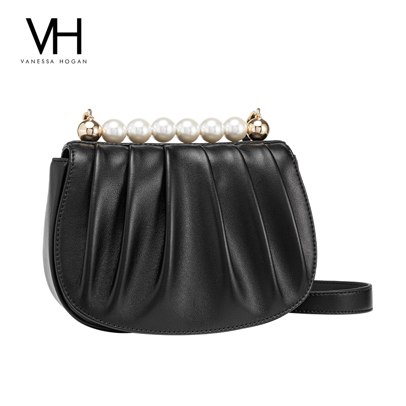 vh 2022新款褶皱珍珠贝壳轻奢马鞍包 vanessahogan女士包袋