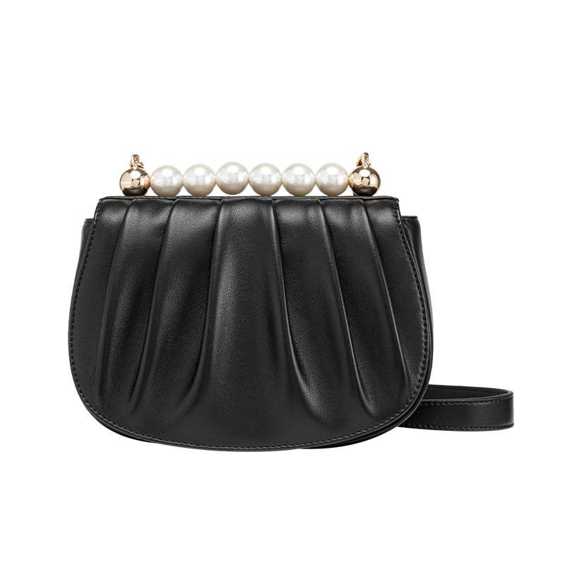 vh 2022新款褶皱珍珠贝壳轻奢马鞍包 vanessahogan女士包袋