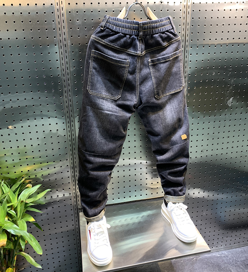 牛仔裤男哈伦裤宽松百搭潮牌ins百搭青年松紧腰直脚休闲男裤长裤,淘宝优惠券,粉丝福利购,淘宝优惠卷