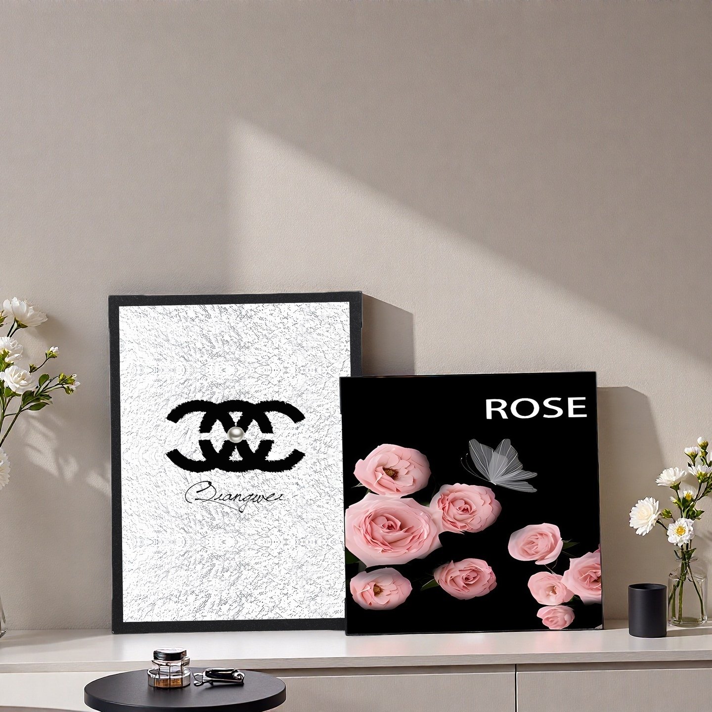 高级感小香风装饰画软装客厅电视柜桌面摆件挂画玫瑰花卧室墙壁画,淘宝优惠券,粉丝福利购,淘宝优惠卷