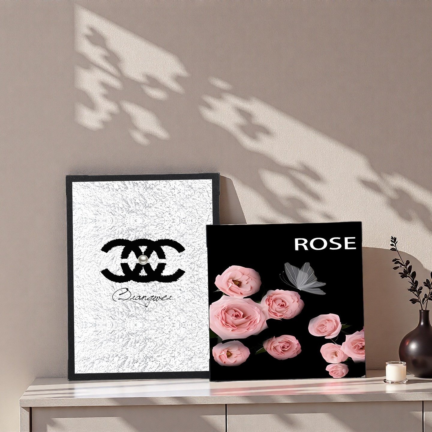 高级感小香风装饰画软装客厅电视柜桌面摆件挂画玫瑰花卧室墙壁画,淘宝优惠券,粉丝福利购,淘宝优惠卷