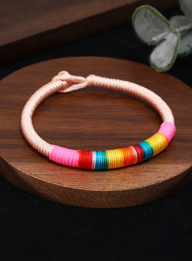 藏式复古七彩绳金刚结手链