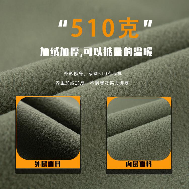 秋冬Nuowei抓绒衣加绒加厚冲锋衣户外登山徒步战术夹克510克立领 - 图2