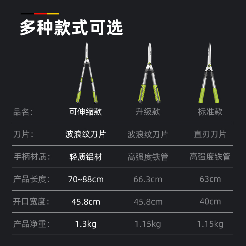 德国芝浦园艺剪刀园林树枝剪花草高枝修剪绿篱剪粗枝大剪刀修枝剪 - 图3