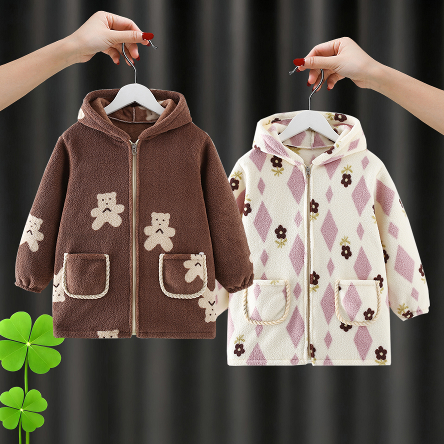 Children's velvet thickened anti-dirty clothing