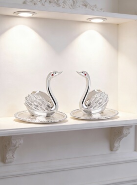 欧式镀银天鹅摆件戒枕首饰项链