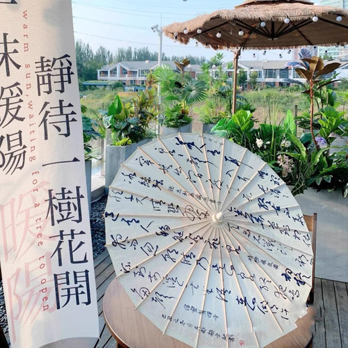 新中式油纸伞防雨书法古风汉服拍照走秀道具伞桐油纸伞装饰摆件伞 - 图0