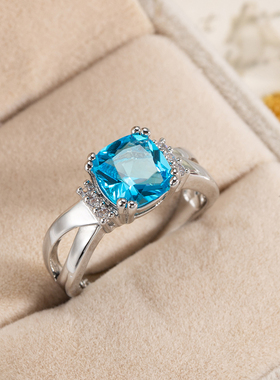 2DSTYLE水晶日韩风方形水晶戒指