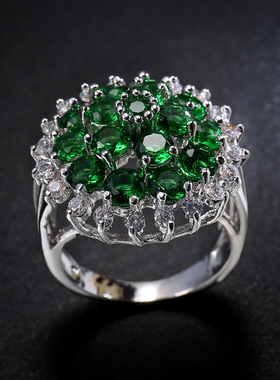 欧美夸张花朵闪亮戒指食指炫酷