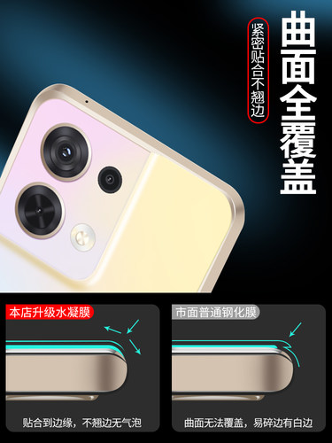 适用oppo reno8pro+手机防汗磨砂水凝膜13/14透明后背膜Reno9Pro全屏15高清钢化防爆8保护12指纹10后盖壳7se - 图0