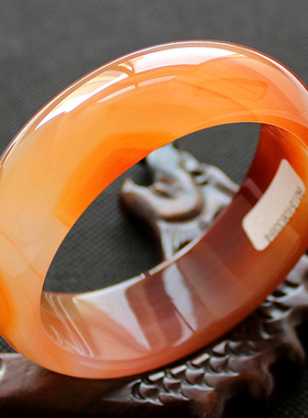 纯天然巴西红玛瑙A货俏色手镯