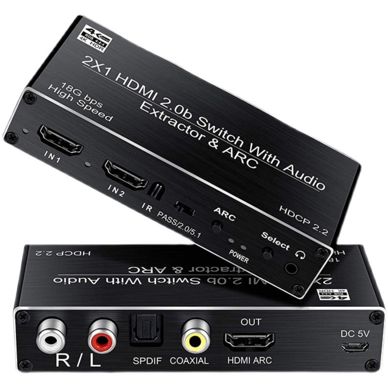 皮乐仕HDMI二进一出音频分离器转光纤同轴5.1高清盒子接显示屏4K - 图3