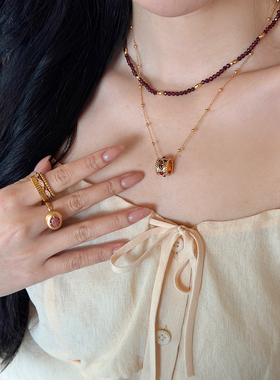 【张杰/周也同款】紫檀金梦项链