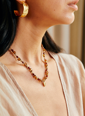 幸运红串珠锁骨红项链饰品女