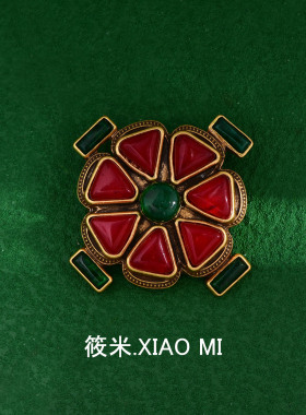 天然宝石中世纪古董大号胸针别针