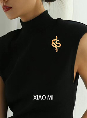 筱米复古水晶灵蛇胸针