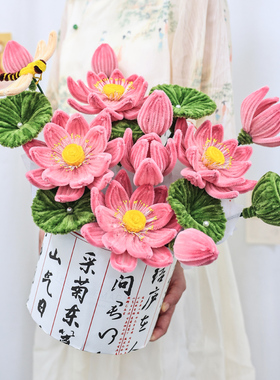 中国风生日礼物手工自制扭扭棒花束diy材料包玫瑰向日葵花送孩子