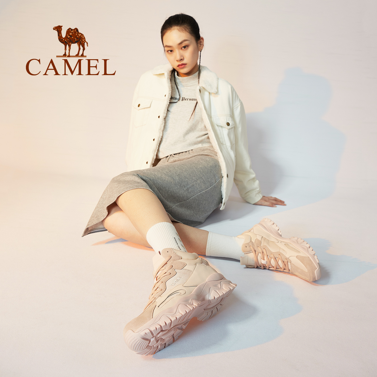 【迷途】骆驼运动鞋女士冬季女鞋保暖棉鞋防滑减震增高运动休闲鞋