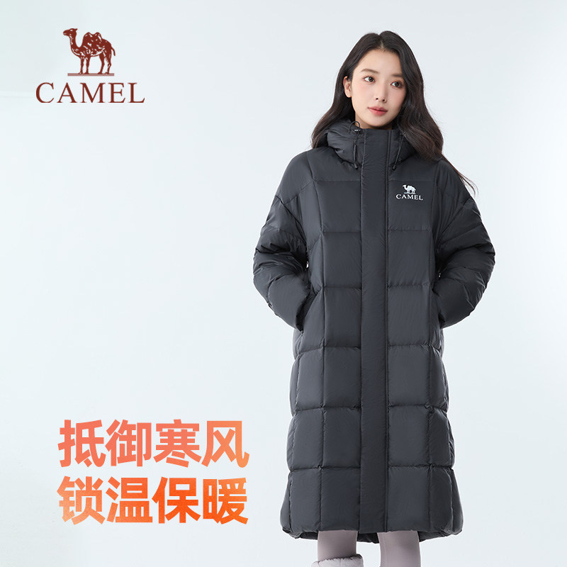 骆驼户外3A抗菌防水防风2024冬季石墨烯羽绒服中长款防泼水男女