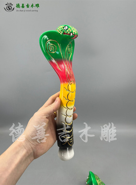 古典锦雕香樟木手工五色法绳神像