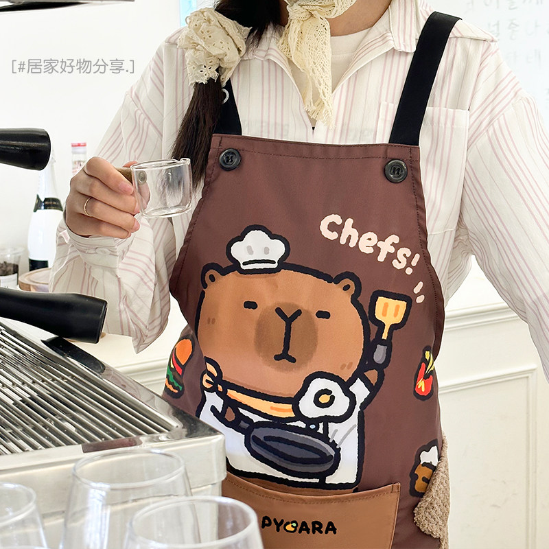 围裙厨房家用做饭可擦手防溅防污多功能围裙罩衣耐脏煎蛋厨神水豚,淘宝优惠券,粉丝福利购,淘宝优惠卷