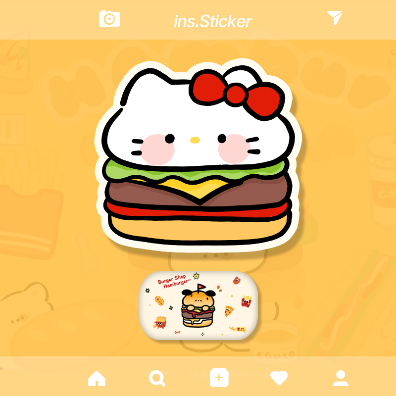 ins鼠标垫简约可爱办公游戏胶垫橡胶加厚防滑卡通Kitty汉堡薯条