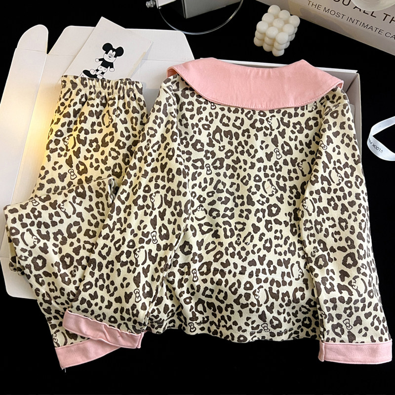 秋冬新款保暖豹纹儿童睡衣女KT猫加厚保暖德绒女可爱家居服可外穿,淘宝优惠券,粉丝福利购,淘宝优惠卷