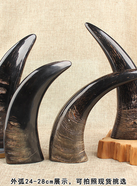 天然黑水牛角摆件实心家居办公桌面装饰中式书房玄关风水工艺礼品